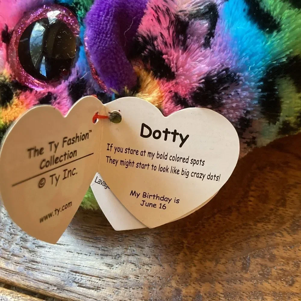 TY Beanie Boos Dottie Slippers Rainbow Leopard Youth Kids Size 4-6 New NWT